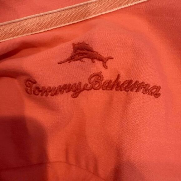 Tommy Bahama Silk Blend Men's Short Sleeve Button Front Shirt Coral Size Large - Picture 4 of 10